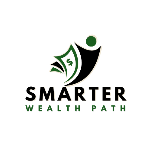 Smarter Wealth Path logo featuring a stylized figure with upward-moving money and bold text.